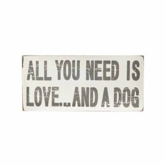 Love and a dog wooden block