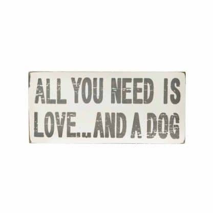Love and a dog wooden block