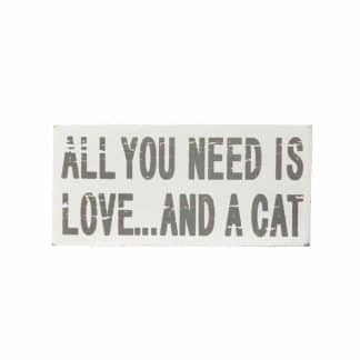 Love and a cat wooden block
