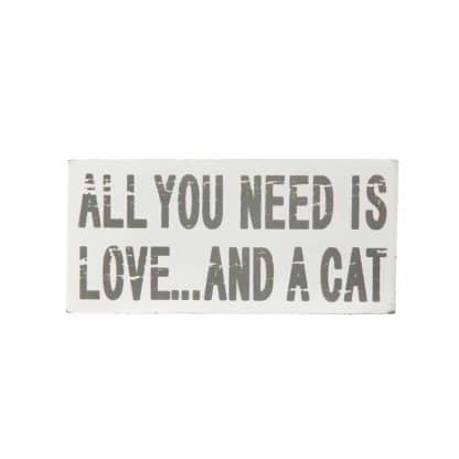 Love and a cat wooden block