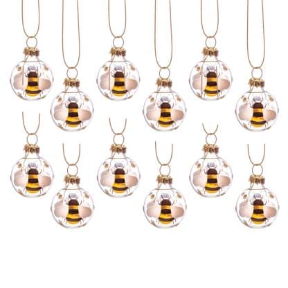 Glass Bee Baubles Box Set