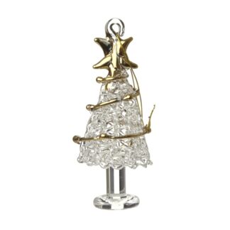Glass christmas tree with gold garland