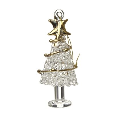 Glass christmas tree with gold garland