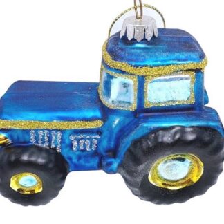 Hanging glass blue tractor