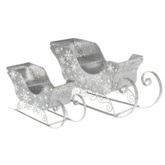 Silver snowflake sleigh set of 2