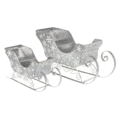 Silver snowflake sleigh set of 2
