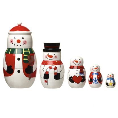 Wooden nesting snowmen set