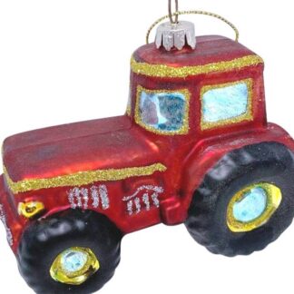 Hanging glass red tractor