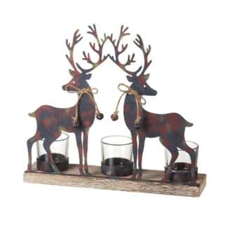 Metal reindeer block tea light holder