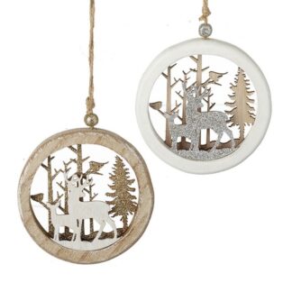 Wooden glittery deer cut out decoration