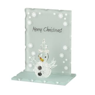 Glass snowman on a stand ‘Merry Christmas’