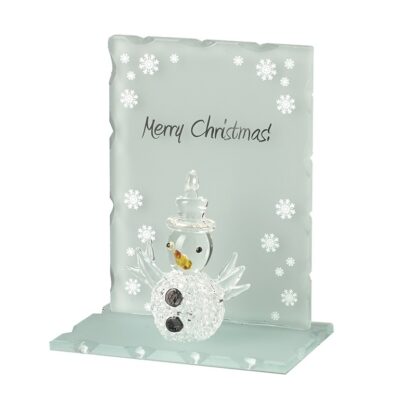 Glass snowman on a stand ‘Merry Christmas’