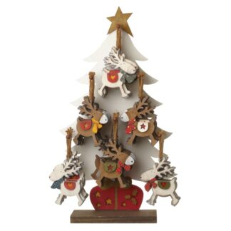 Wooden reindeer tree decoration