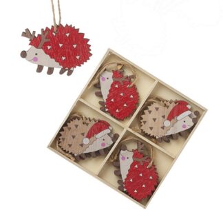 Wooden Hedgehog bauble tree decorations