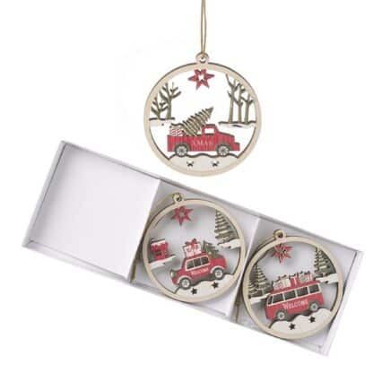 Cut out red vehicle tree decorations