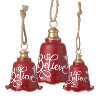 Set of 3 Red Metal Bells