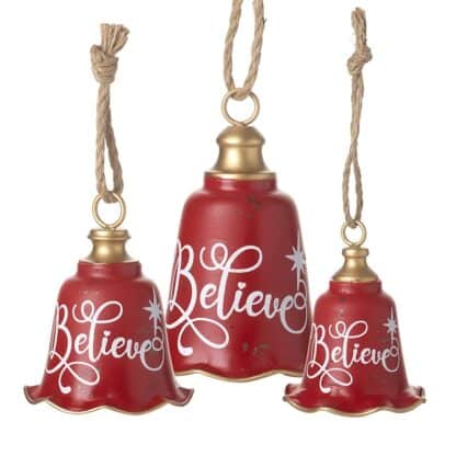 Set of 3 Red Metal Bells