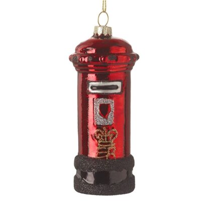 Glass Red Post Box Tree Decoration