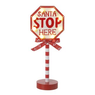 Santa Stop Here Light Up Sign