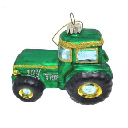 Hanging glass green tractor