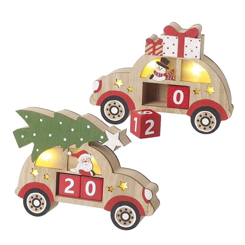 Transport themed wooden Christmas countdown.