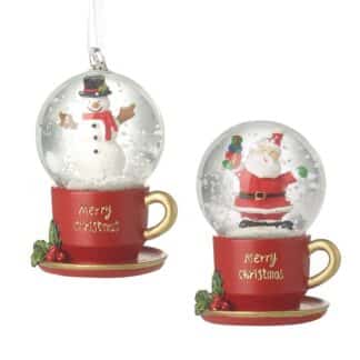 Santa or Snowman Teacup Snowglobe