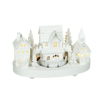 Wooden house with rotating train - white