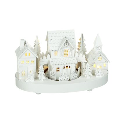 Wooden house with rotating train - white