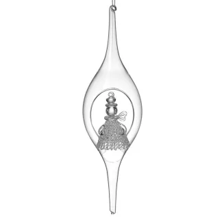 Long glass elipse bauble with Angel