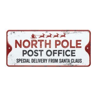 North Pole Post Office metal sign decoration
