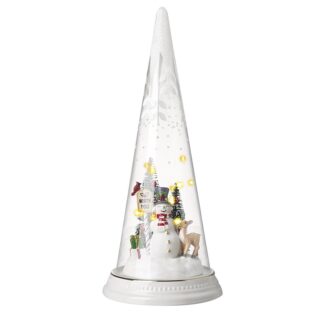 Light Up Cone With Snowman Decoration