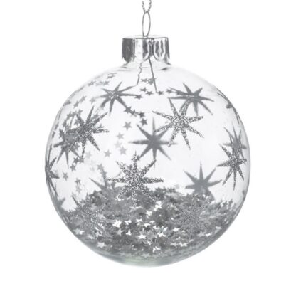 Silver Stars and Clear Glass Bauble