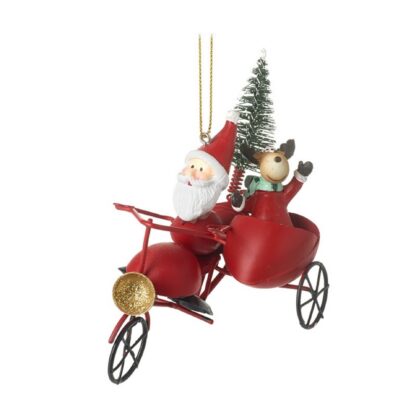 Santa riding bike tree decoration