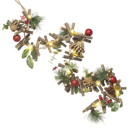 Silver light up wooden garland