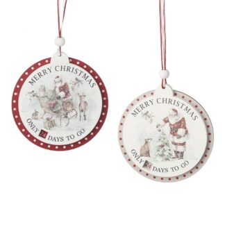 Hanging Circular Christmas Countdown Santa