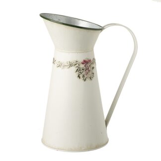 Tall cream metal decorated jug Christmas ornament