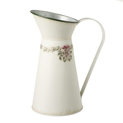 Tall cream metal decorated jug Christmas ornament