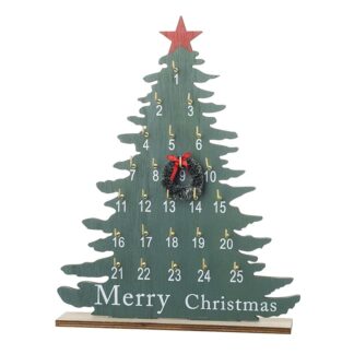 Wooden Tree with Wreath Advent Countdown Calendar