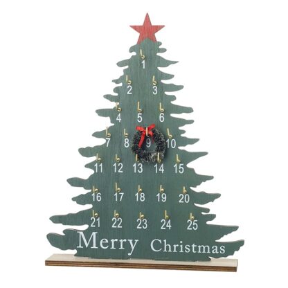 Wooden Tree with Wreath Advent Countdown Calendar
