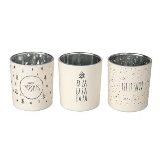 Merry Christmas Glass Tea Light Holder choice of designs
