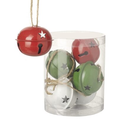 Green, red and white bell set