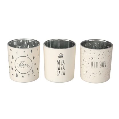 Merry Christmas Glass Tea Light Holder choice of designs