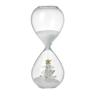 Glass Hourglass Decoration with Christmas Tree design