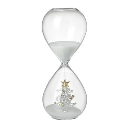 Glass Hourglass Decoration with Christmas Tree design
