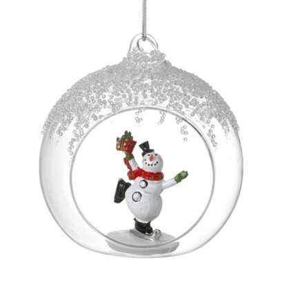 Jolly Snowman inside a Glass Bauble