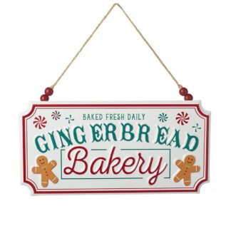 Gingerbread Bakery Metal Christmas Sign for Kitchen