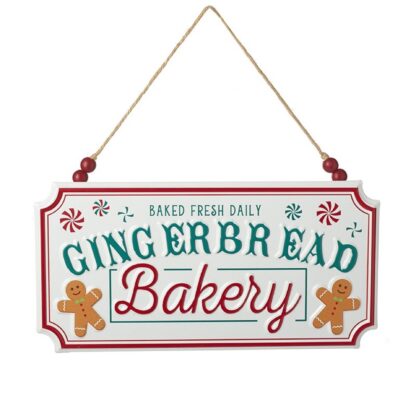 Gingerbread Bakery Metal Christmas Sign for Kitchen