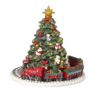 Musical revolving tree with train Christmas ornament