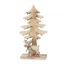 Cream natural wooden tree with reindeer