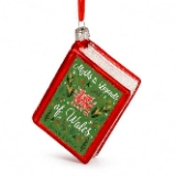 Myths & Legends of Wales Glass Christmas Tree Decoration – Red Book Hanging Bauble with Welsh Dragon – Traditional Festive Ornament for Book Lovers & Welsh Gifts